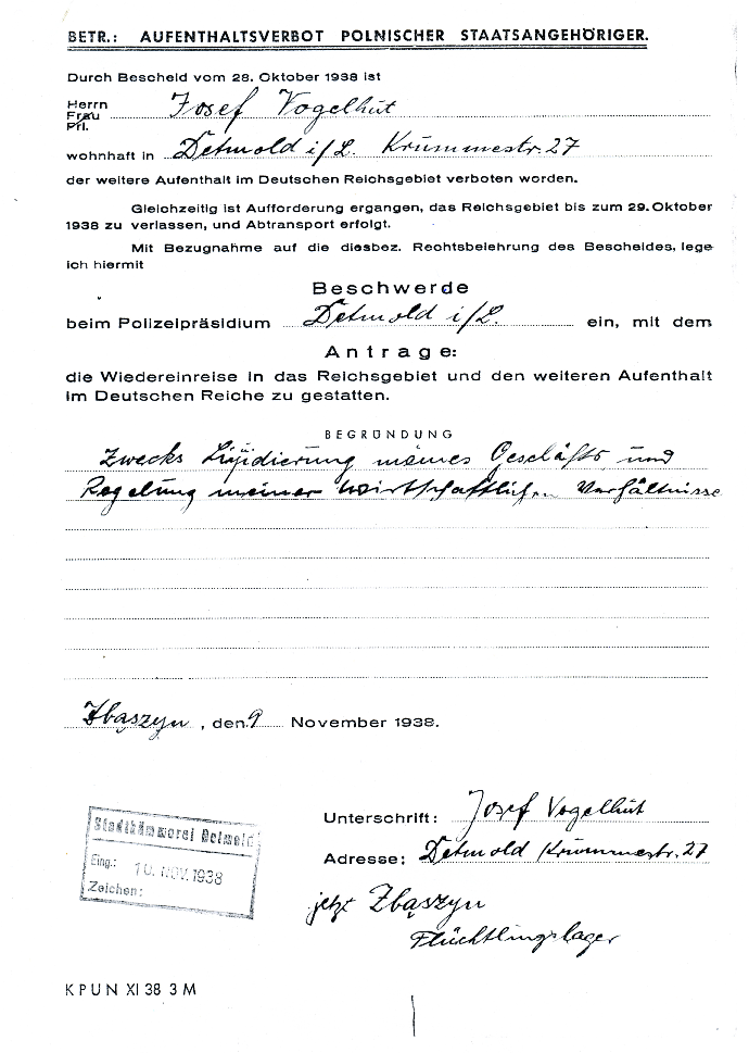 01Antrag auf Wiedereinreise von Josef Vogelhut, 1938. LAV NRW OWL L 80 I e Gr. IV Tit. 3 Nr. 32 Bd. 5._90dpi.png
